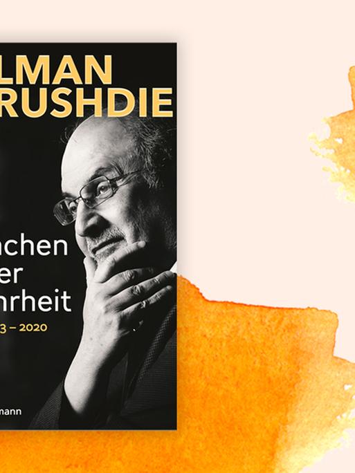 Das Buchcover "Sprachen der Wahrheit" von Salman Rushdie ist vor einem grafischen Hintergrund zu sehen.