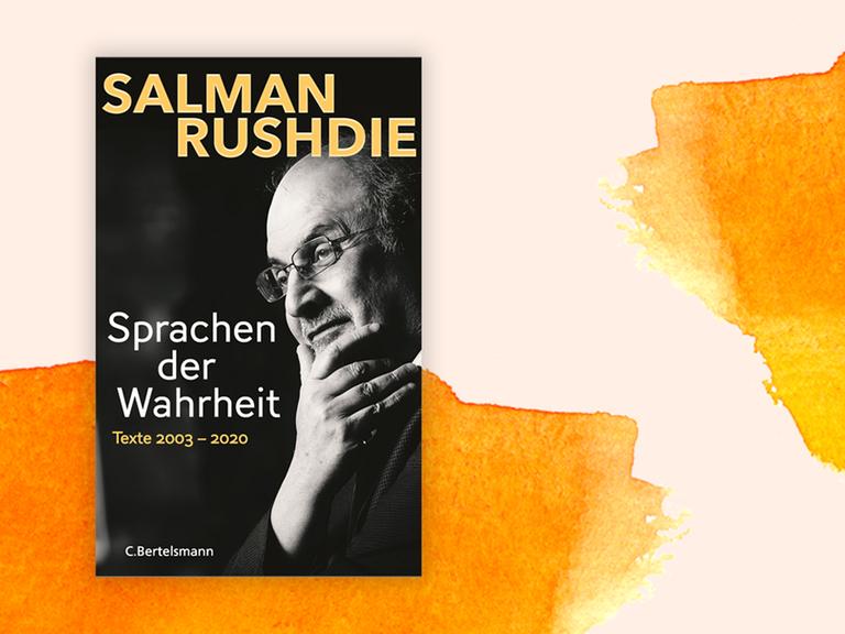 Das Buchcover "Sprachen der Wahrheit" von Salman Rushdie ist vor einem grafischen Hintergrund zu sehen.