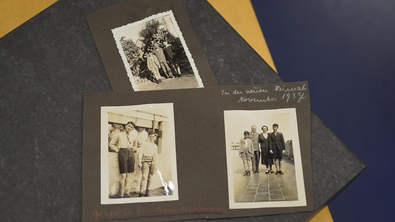 Fotos aus dem Nachlass des Exilschriftstellers Roberto Schopflocher im Deutschen Exilarchiv Frankfurt: der 15-Jährige mit seinen Eltern nach der Ankunft in Argentinien