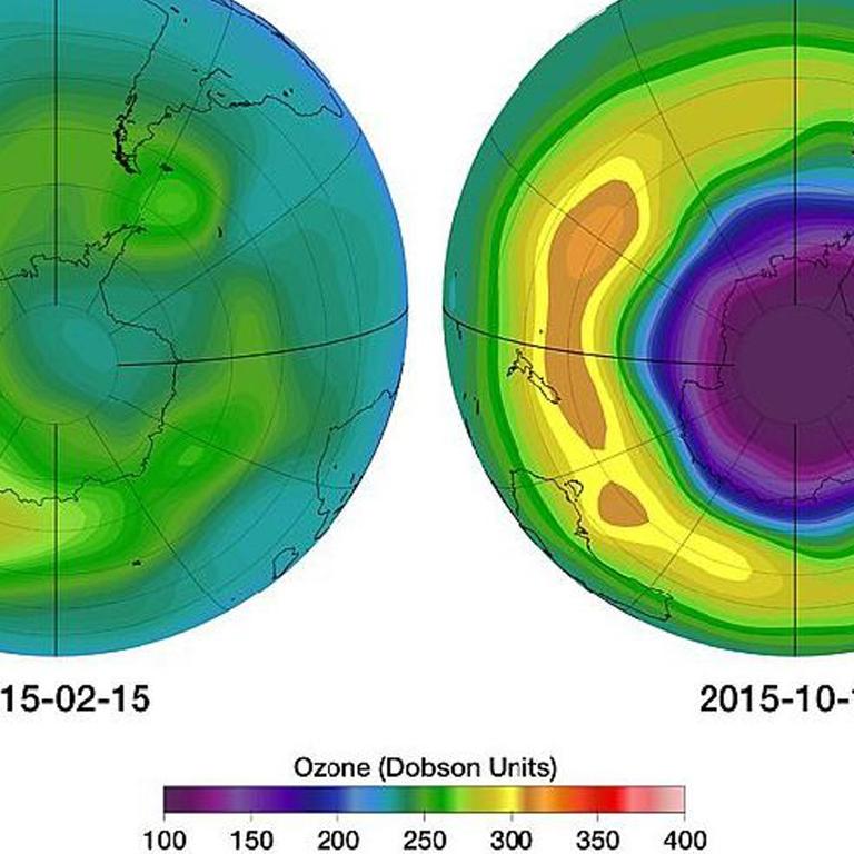 Die Ausdehnung des Ozonlochs, beobachtet mit einem kanadischen Instrument auf dem schwedischen ESA-Satelliten Odin 