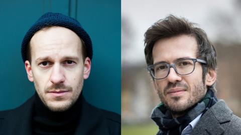 Leonhard Hieronymi: "In zwangloser Gesellschaft", Lukas Linder: "Der Unvollendete" Zu sehen sind die beiden Autoren Leonhard Hieronymi und Lukas Linder