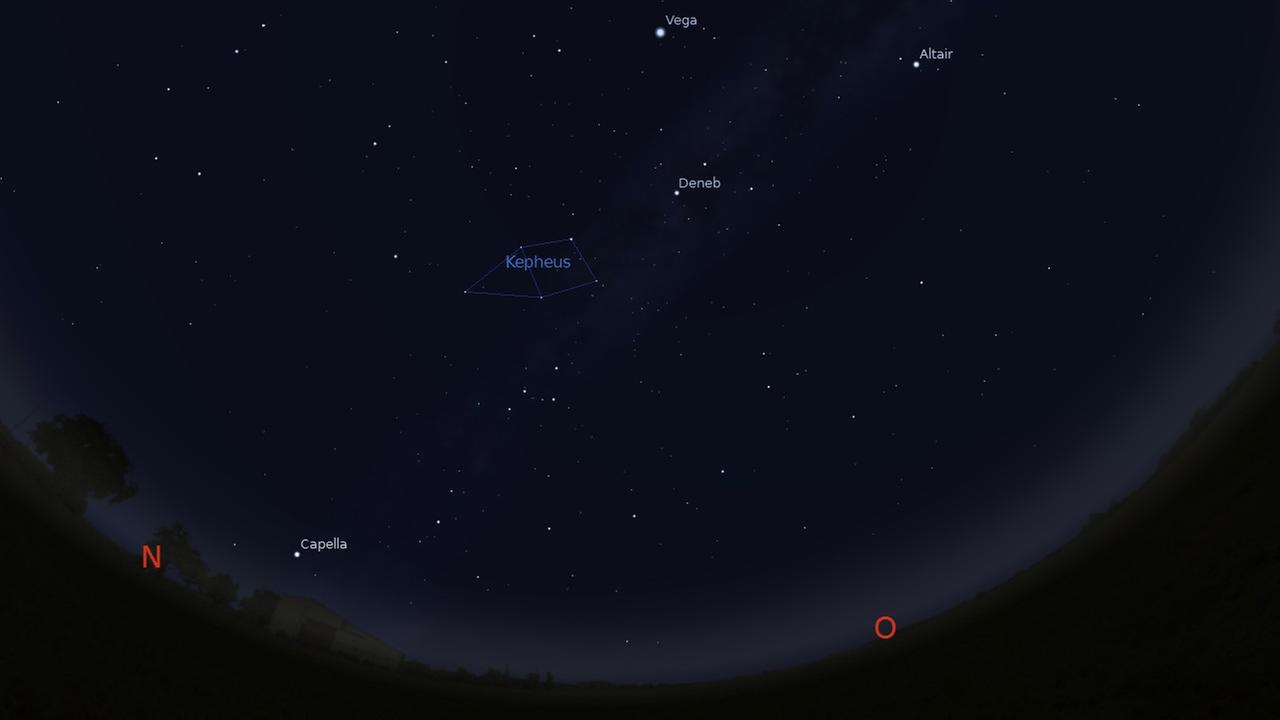 Das Sternbild Kepheus steht gegen 23 Uhr am Nordosthimmel