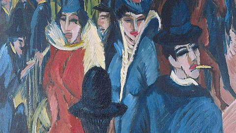 Ausschnitt: Ölbild "Berliner Straßenszene" von Ernst Ludwig Kirchner aus dem Jahr 1913