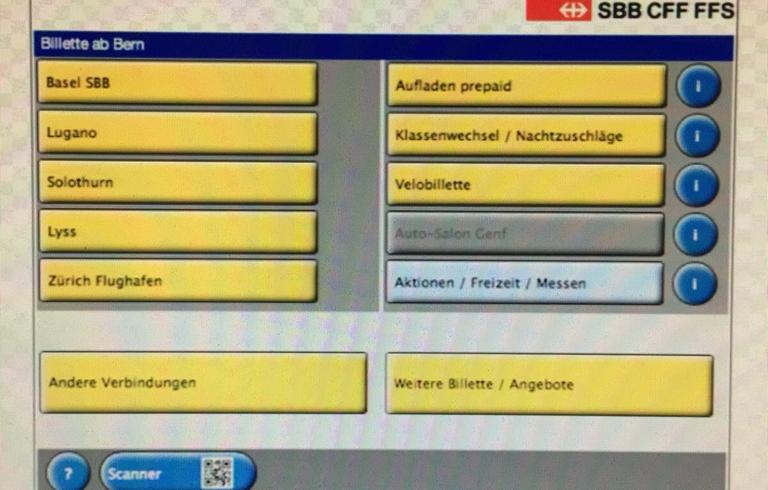 Bitcoinautomaten-Bildschirm der Schweizer Bahn, 2018