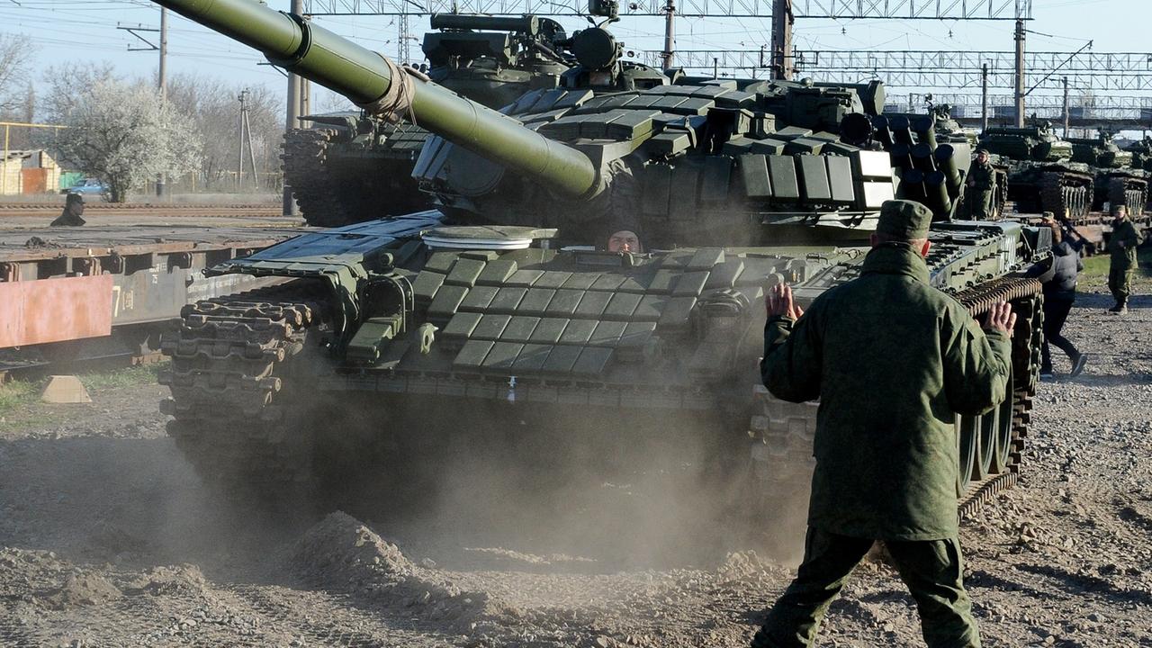 Ein russischer Panzer im August 2014 auf der Krim