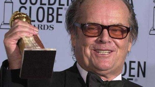 Jack Nicholson erhält den Golden Globe für seine Rolle in "About Schmidt", 2003