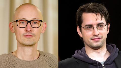 L-R: Die Schriftsteller Matthias Senkel und Clemens Setz