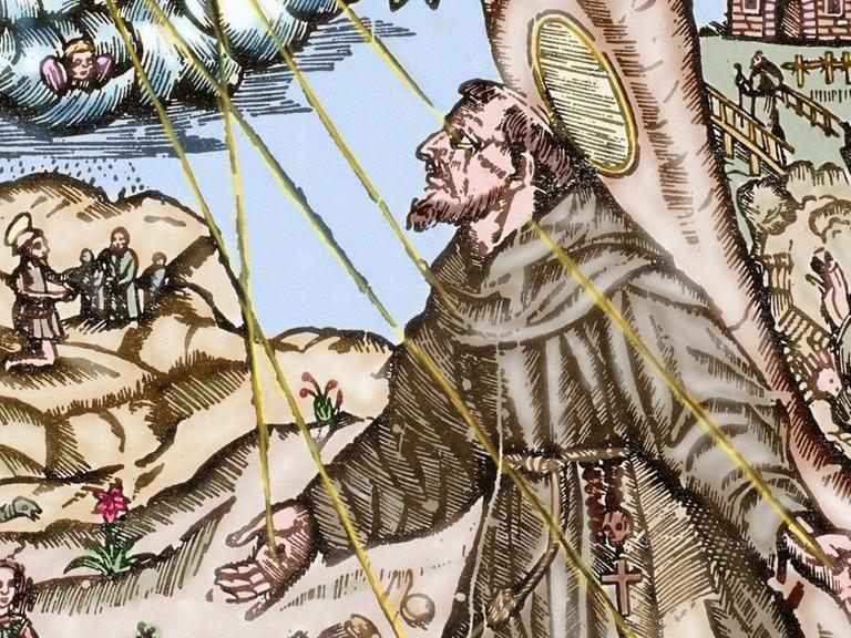 Zeichnung: Franz von Assisi am Berg La Verna 1224