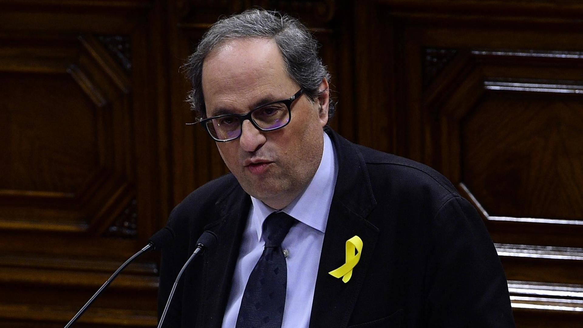 Der katalanische Politiker Quim Torra im März 2018 im Regionalparlament