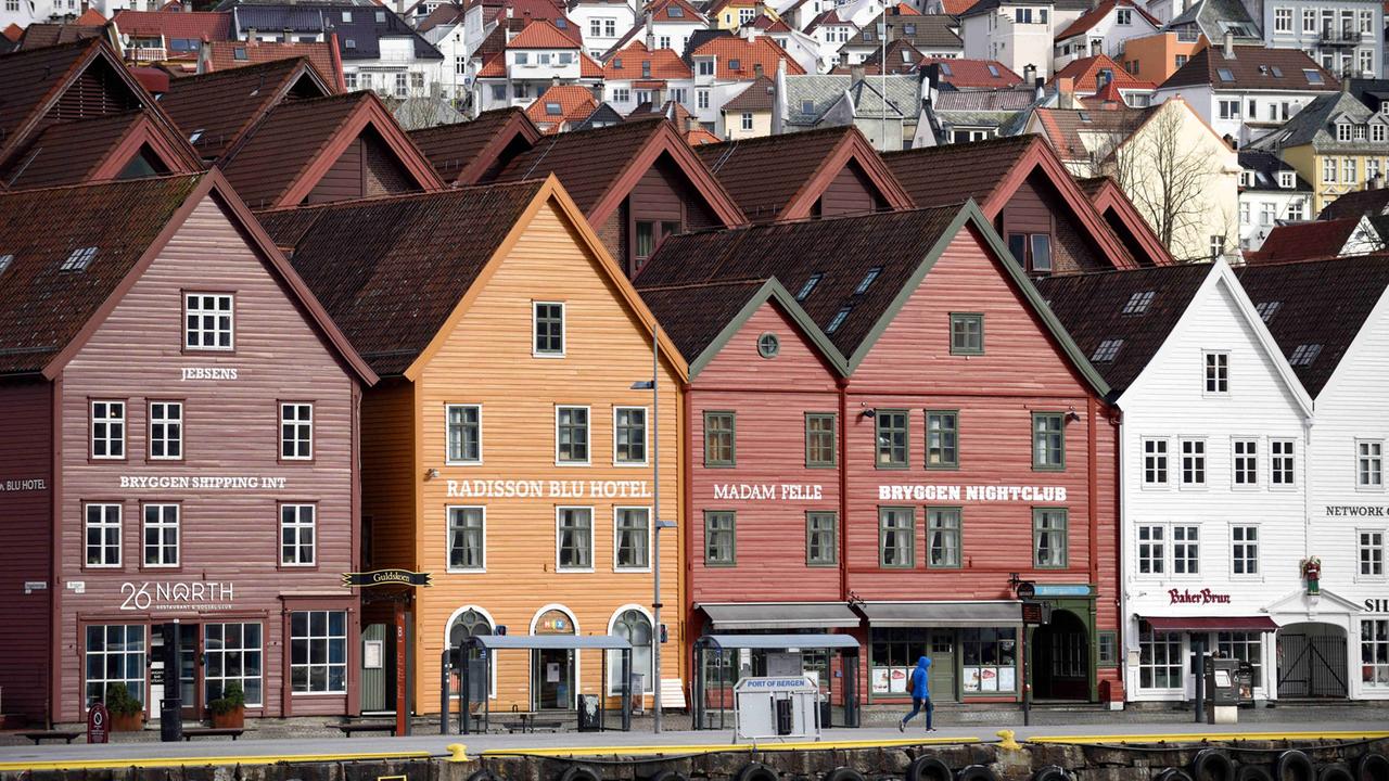 Blick auf den Stadtteil Bryggen in Bergen