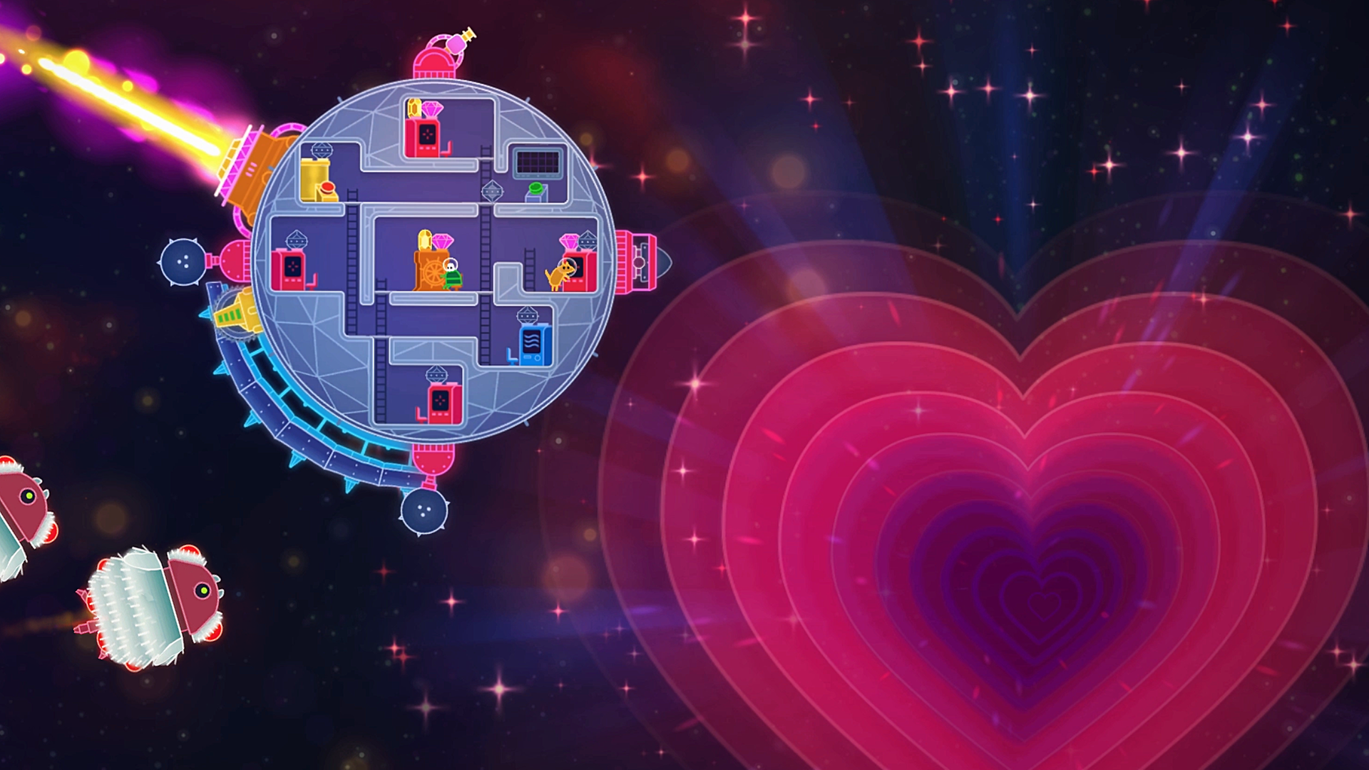 Screenshot des Computerspiels "Lovers in A Dangerous Spacetime"