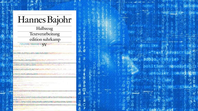 Buchcover "Halbzeug" Hannes Bajohr und im Hintergrund "Künstliche Intelligenz"