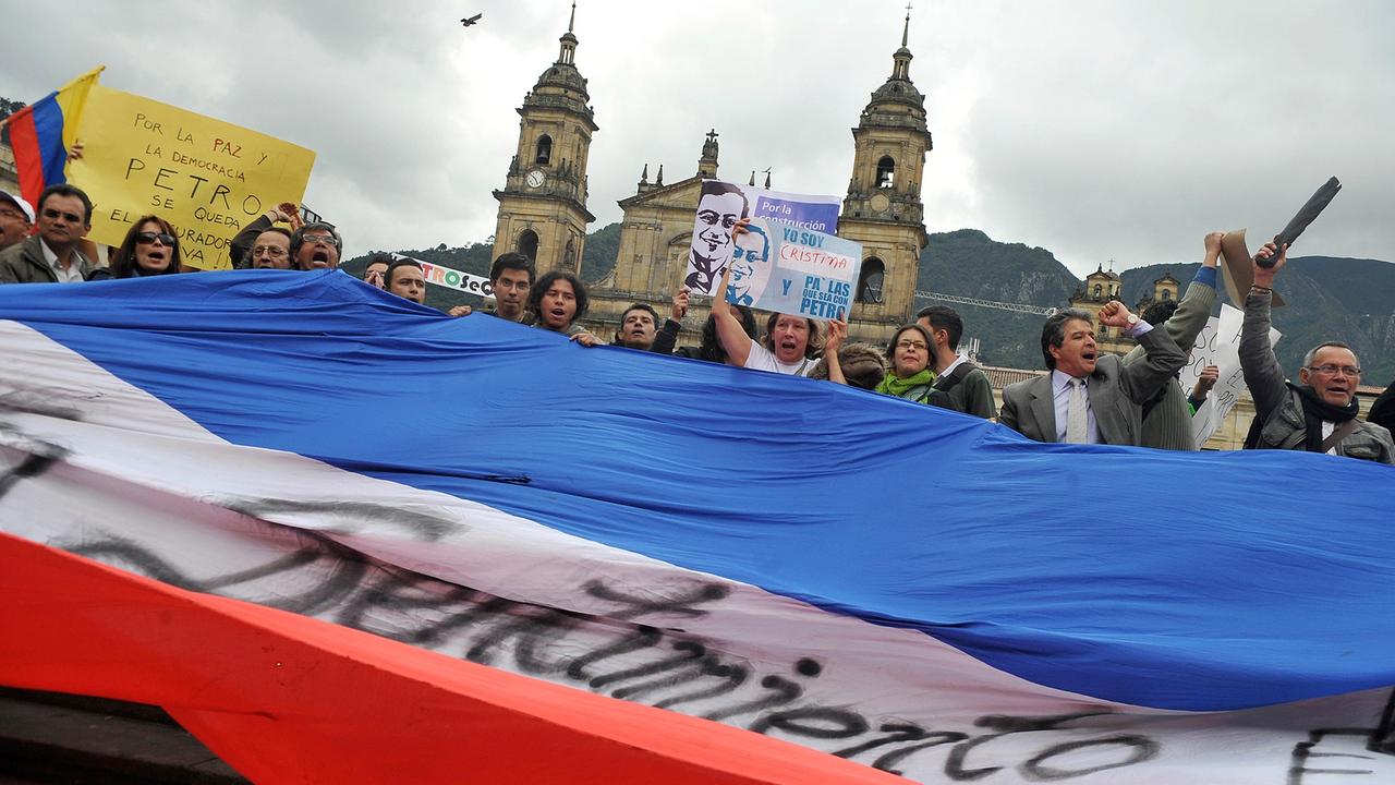 Unterstützer von Bürgermeister Gustavo Petro in Bogotá.