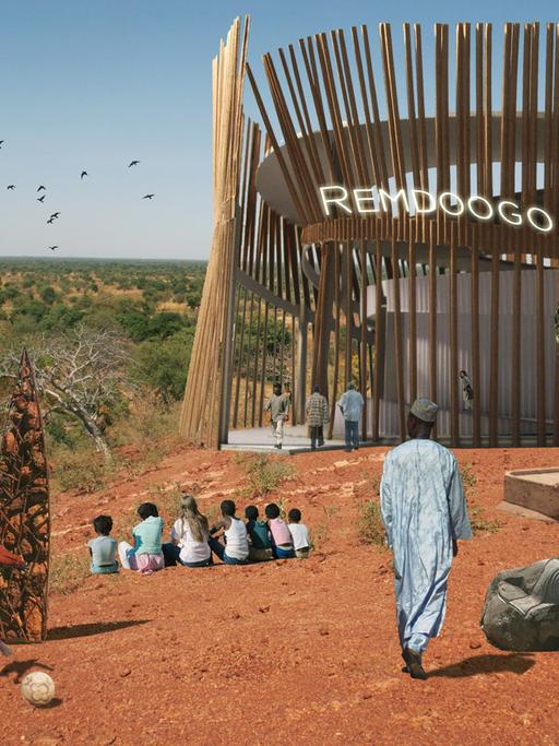 Das am Computer generierte Bild zeigt das Opernhaus "Remdoogo" im afrikanischen Ouagadougou in Burkina Faso.