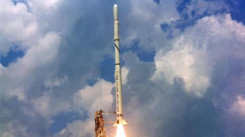 Die Frösche flogen mit einer Scout-Rakete, ähnlich dieser, in den Weltraum