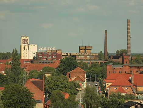 Blick auf ehemalige Industrieanlagen in Wittenberge