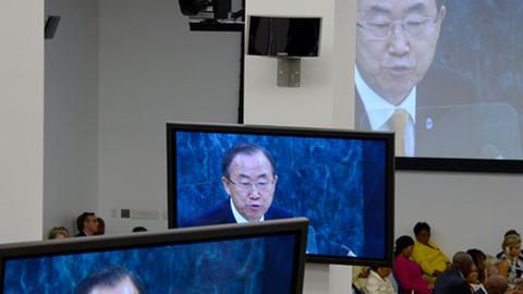 UN-Generalsekretär Ban Ki Moon vor der UN-Vollversammlung, 24.9. 2013