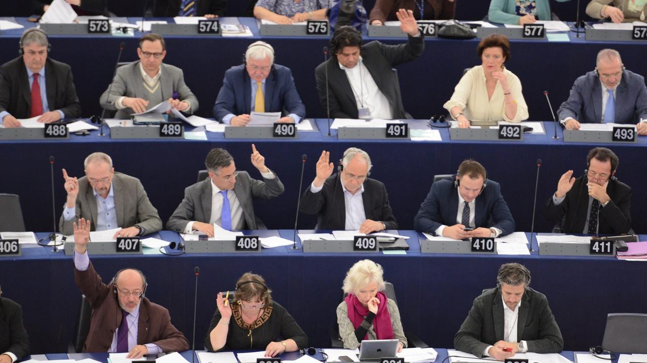 Mitglieder des Europäischen Parlaments während einer Abstimmung am 15. April 2014.