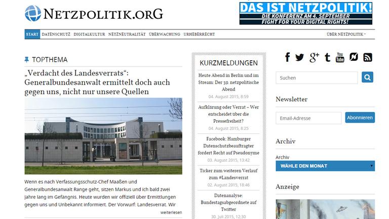 Screenshot der Seite "netzpolitik.org"