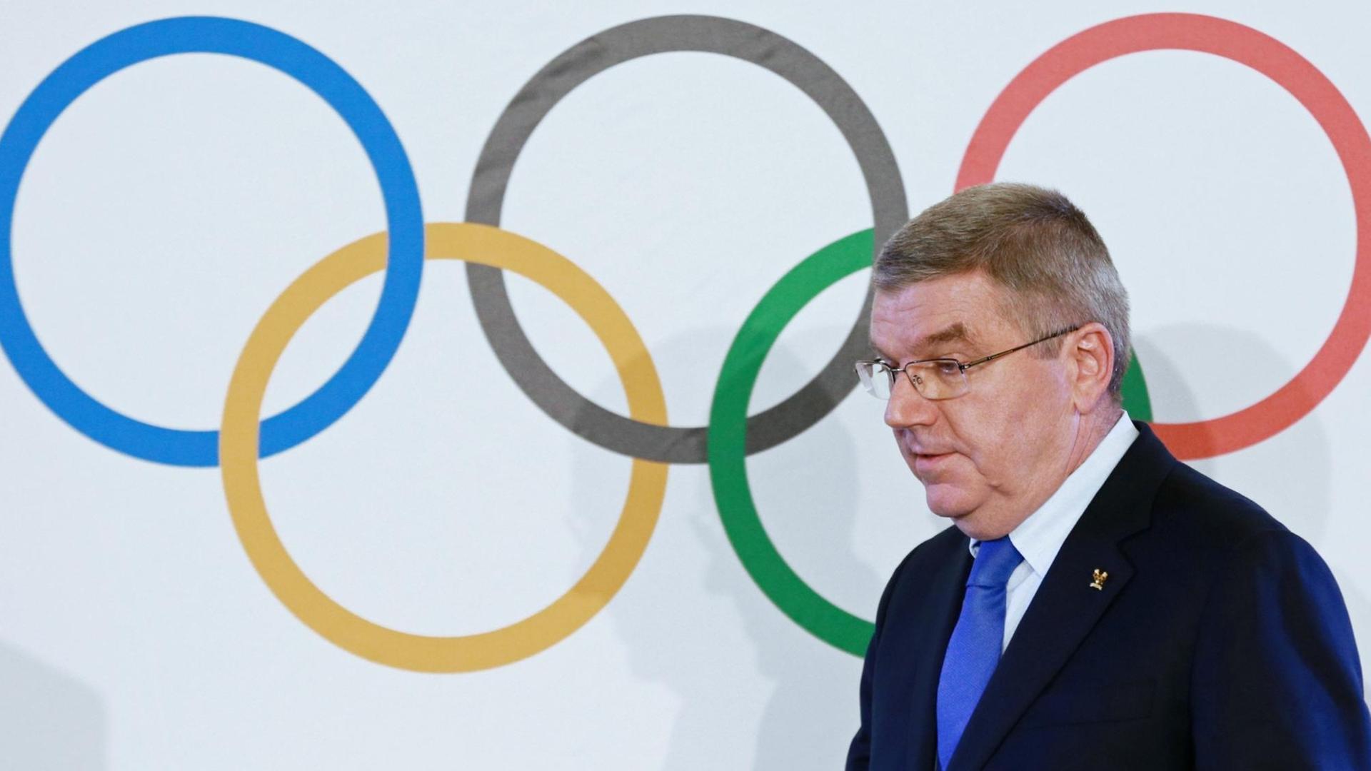 IOC-Präsident Thomas Bach bei einer Presseveranstaltung in Lausanne.