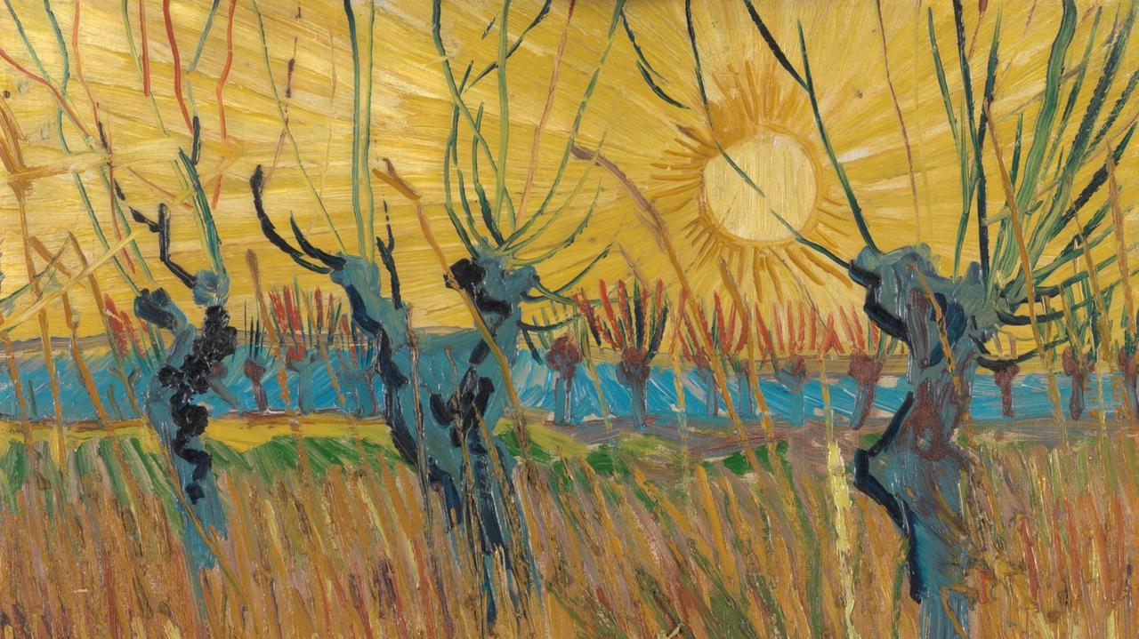 Das Gemälde "Widen bei Sonnenuntergang" von Vincent van Gogh.