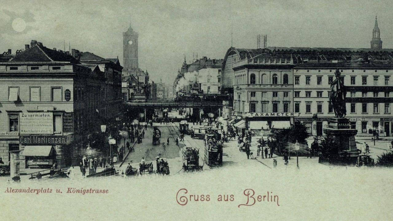 Alexanderplatz und Königstraße in Berlin auf einer Postkarte aus dem Jahr 1930
