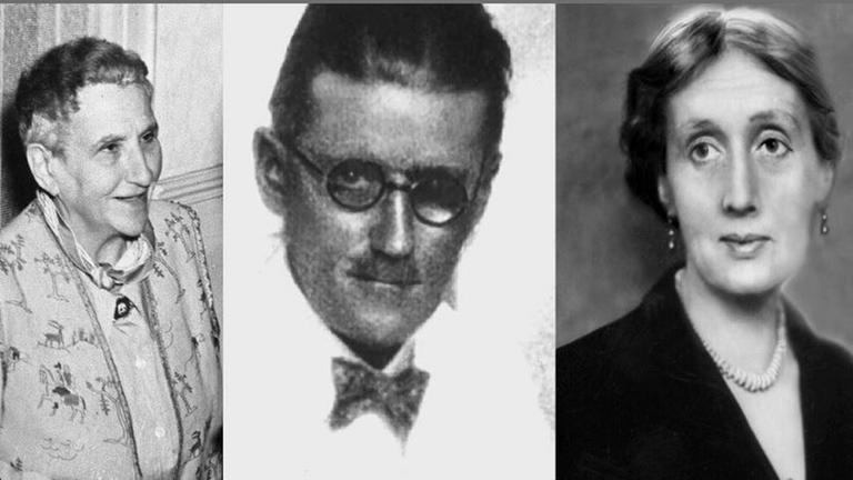 Gertrude Stein, James Joyce und Virginia Woolf (v. lks.)