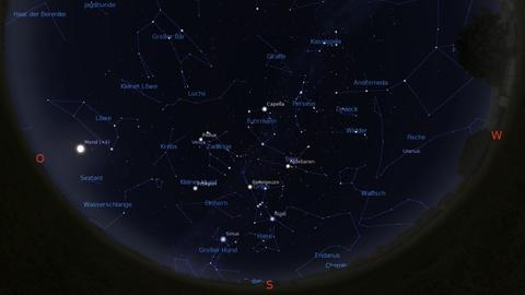 Der Sternenhimmel am 15. Januar gegen 22 Uhr.