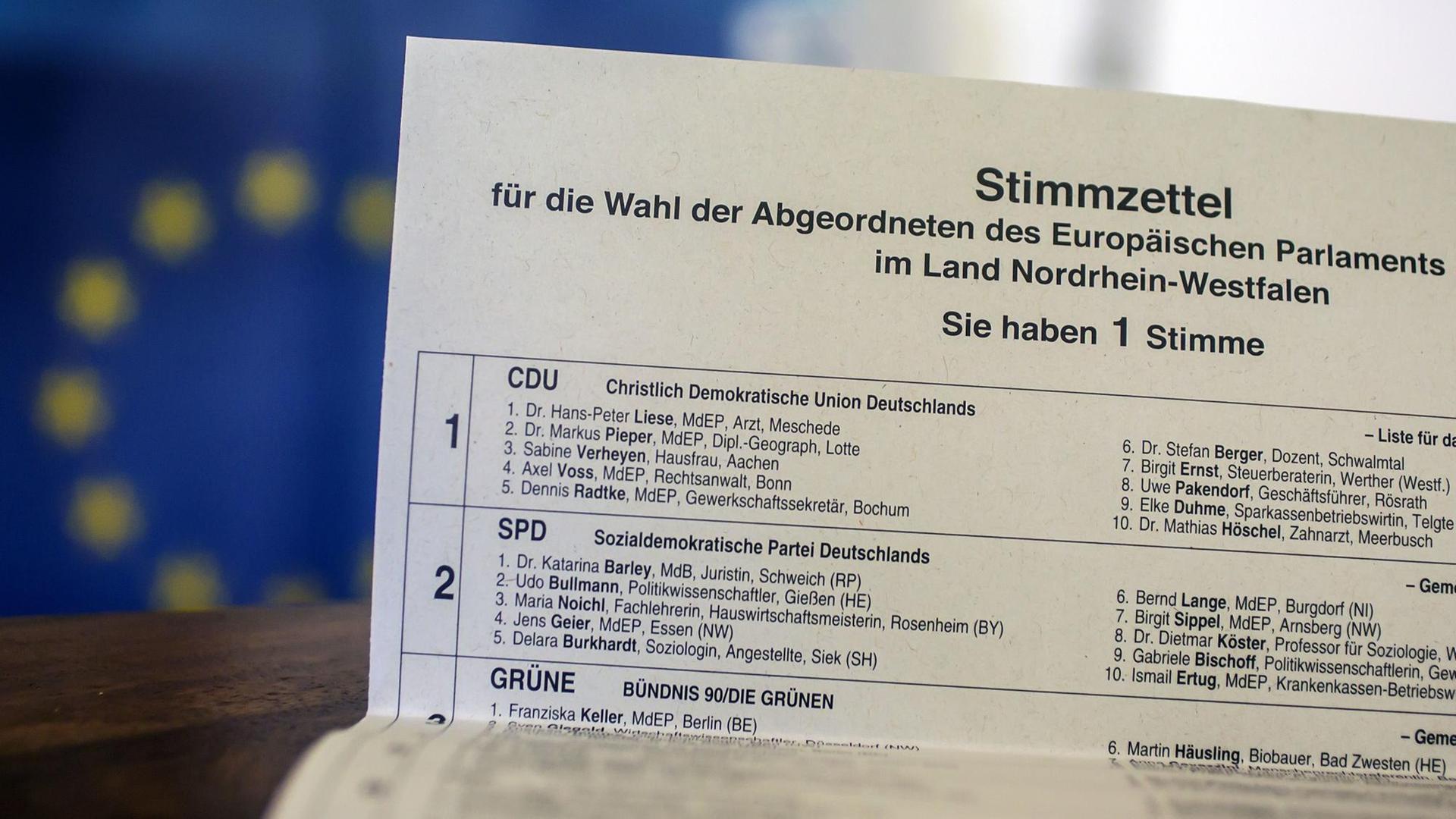 Der Stimm-Zettel für die Wahl. 