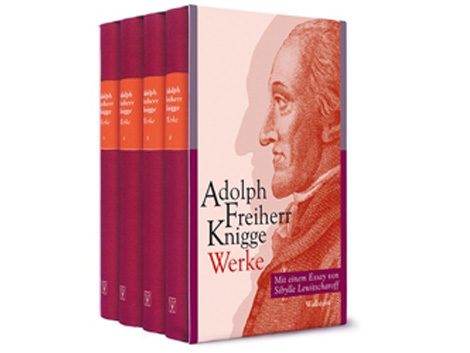 Buchcover: Pierre-André Bois, Wolfgang Fenner, Günter Jung, Paul Raabe, Michael Rüppel und Christine Schrader (Hg.): "Adolph Freiherr Knigge. Werke“. Wallstein Verlag