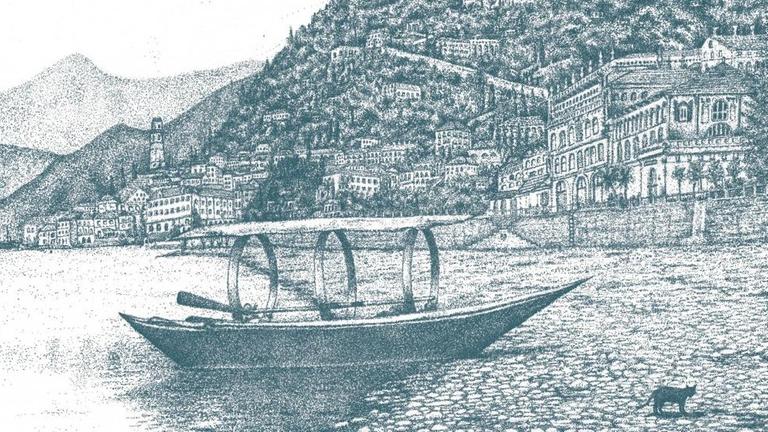 Illustration zum Kapitel "Come la Lucia", das am Comer See spielt und in dem ein Fischerboot wichtig ist.