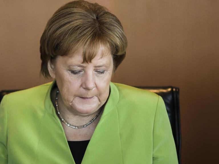 Bundeskanzlerin Angela Merkel bei der Kabinettssitzung in Berlin am 9. Mai 2018.