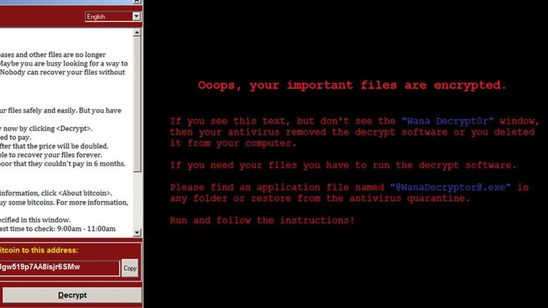 Screenshot der erpresserischen Schadsoftware.