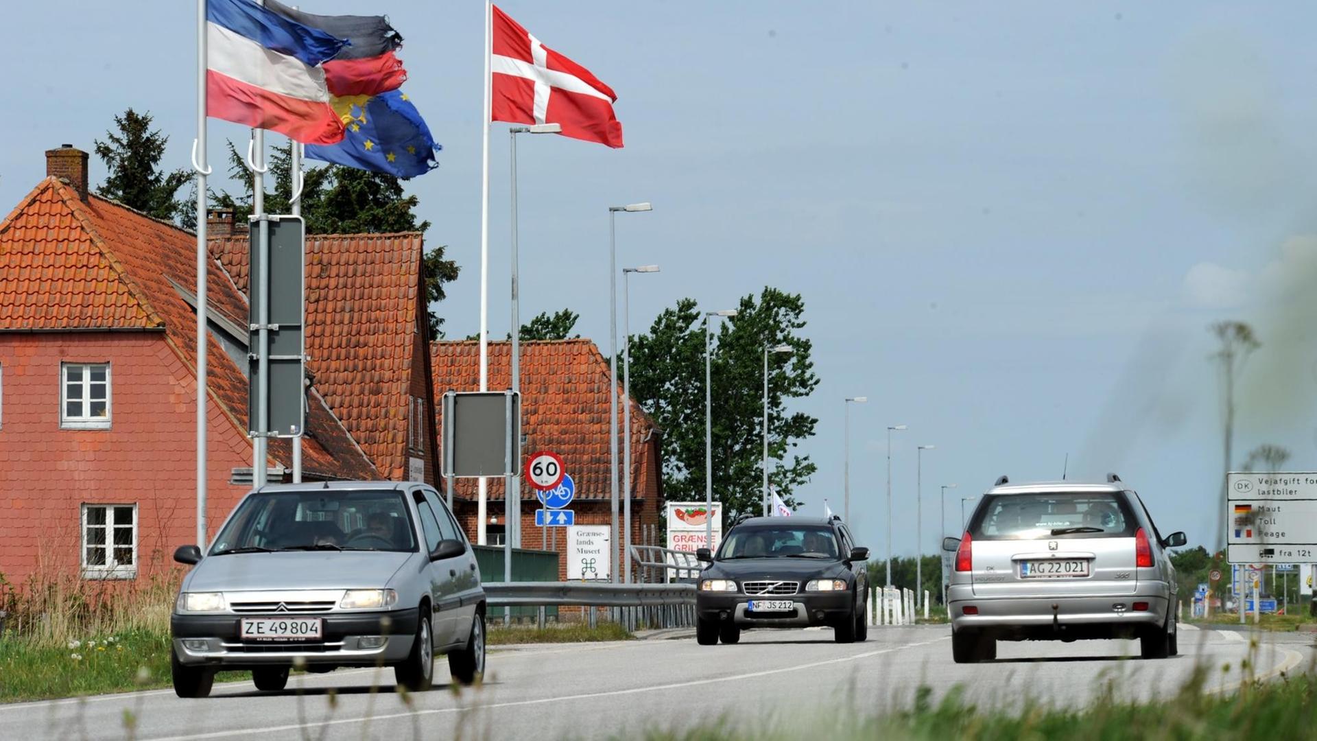 Die Grenze zwischen Deutschland und Dänemark in der Nähe von Tondern Die Grenze zwischen Deutschland und Dänemark in der Nähe von Tondern