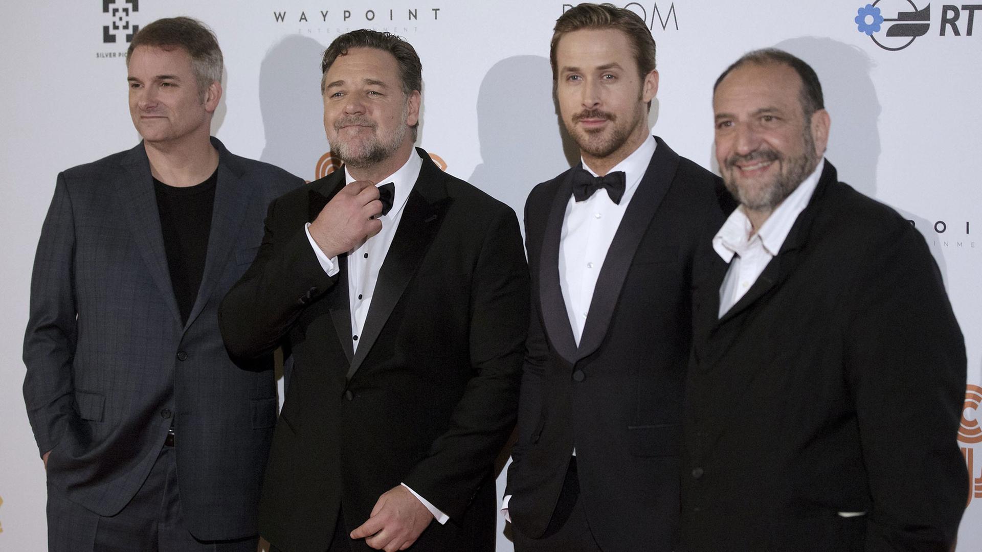 ©Donatella Giagnori / EIDON/MAXPPP ; 1191883 : (Donatella Giagnori / EIDON), 2016-05-20 Roma - Photocall of the film The Nice Guys in Rome - Shane Black, Russell Crowe, Ryan Gosling and Joel Silver attend a photocall for The Nice Guys at the Space Cinema in Rome on May 20, 2016