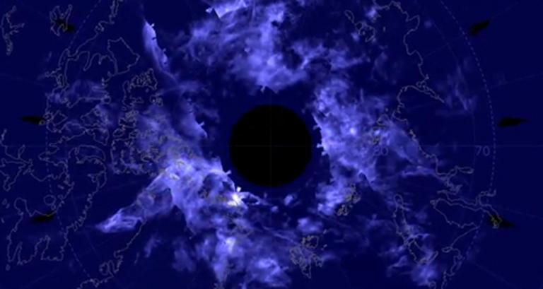 Nachtwolken über der Nordhalbkugel, erfasst vom Satelliten AIM
