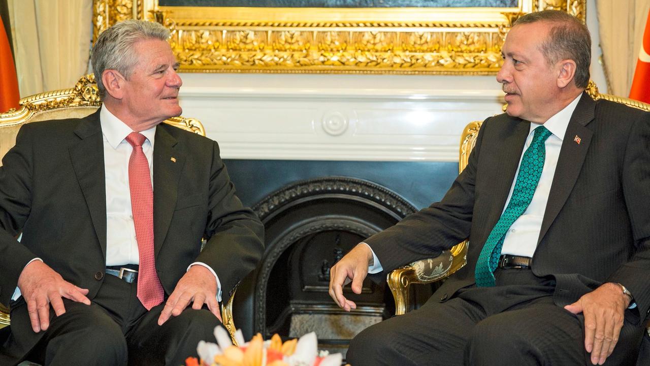 Bundespräsident Joachim Gauck mit dem türkischen Ministerpräsidenten Recep Tayyip Erdogan