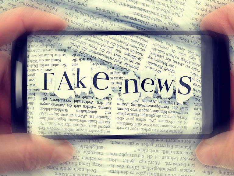 Fake News-Schriftzug auf einem Smartphone