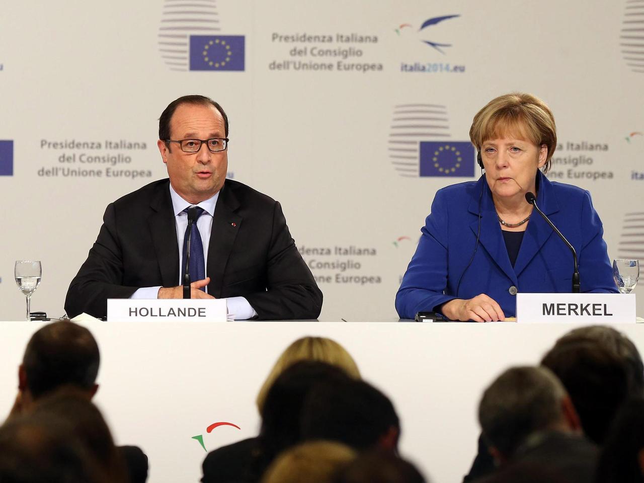 Der französische Präsident François Hollande und Bundeskanzlerin Angela Merkel