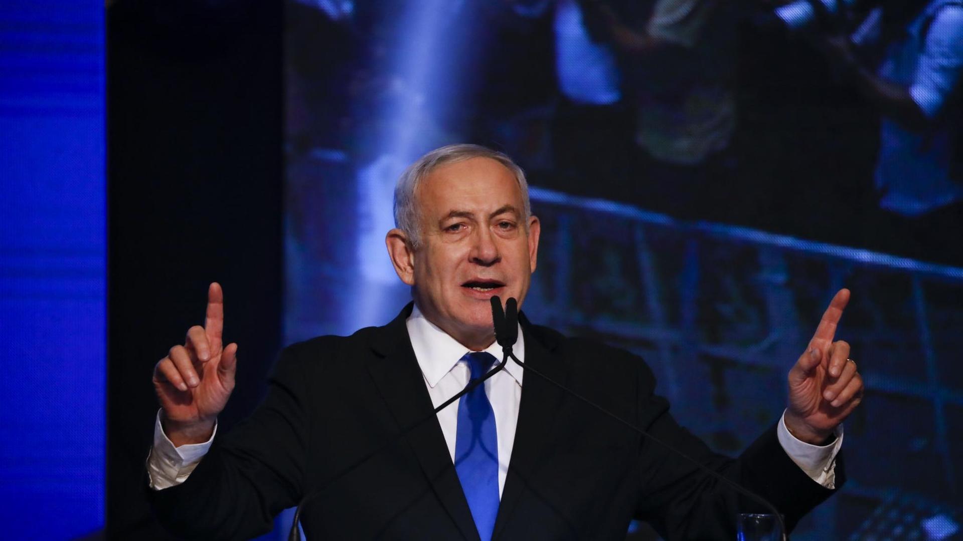 Israels Ministerpräsident Benjamin Netanjahu in der Zentrale der Likud-partei.