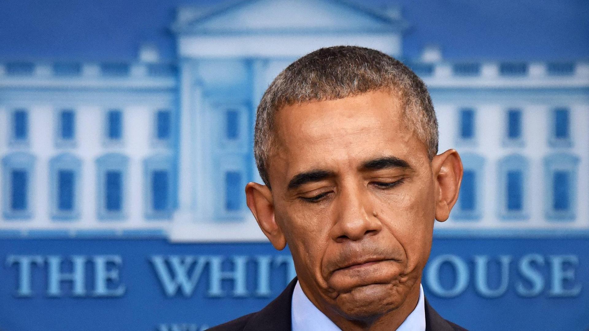 Barack Obama auf seiner letzten Pressekonferenz im Weißen Haus als US-Präsident.