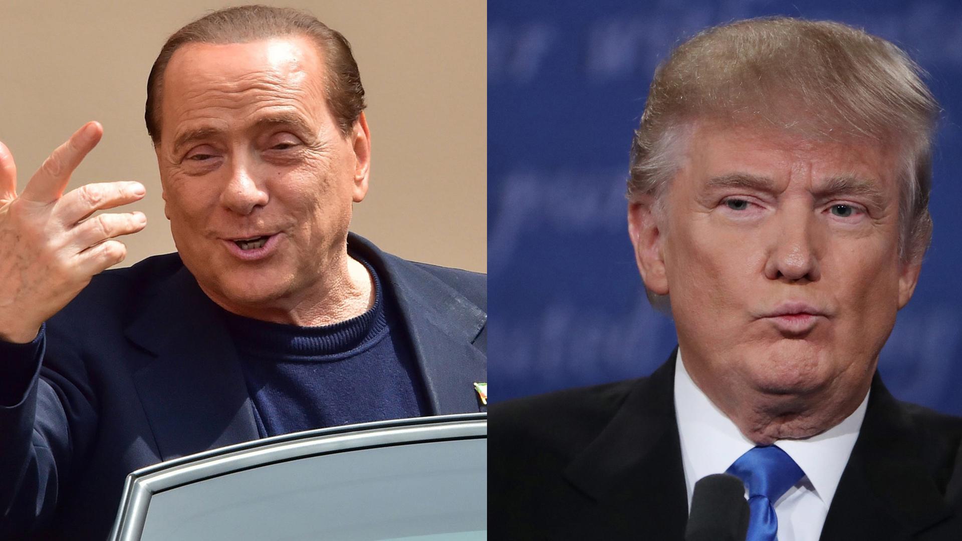 Der ehemalige italienische Ministerpräsident Silvio Berlusconi und der republikanische US-Präsidentschaftskandidat Donald Trump.