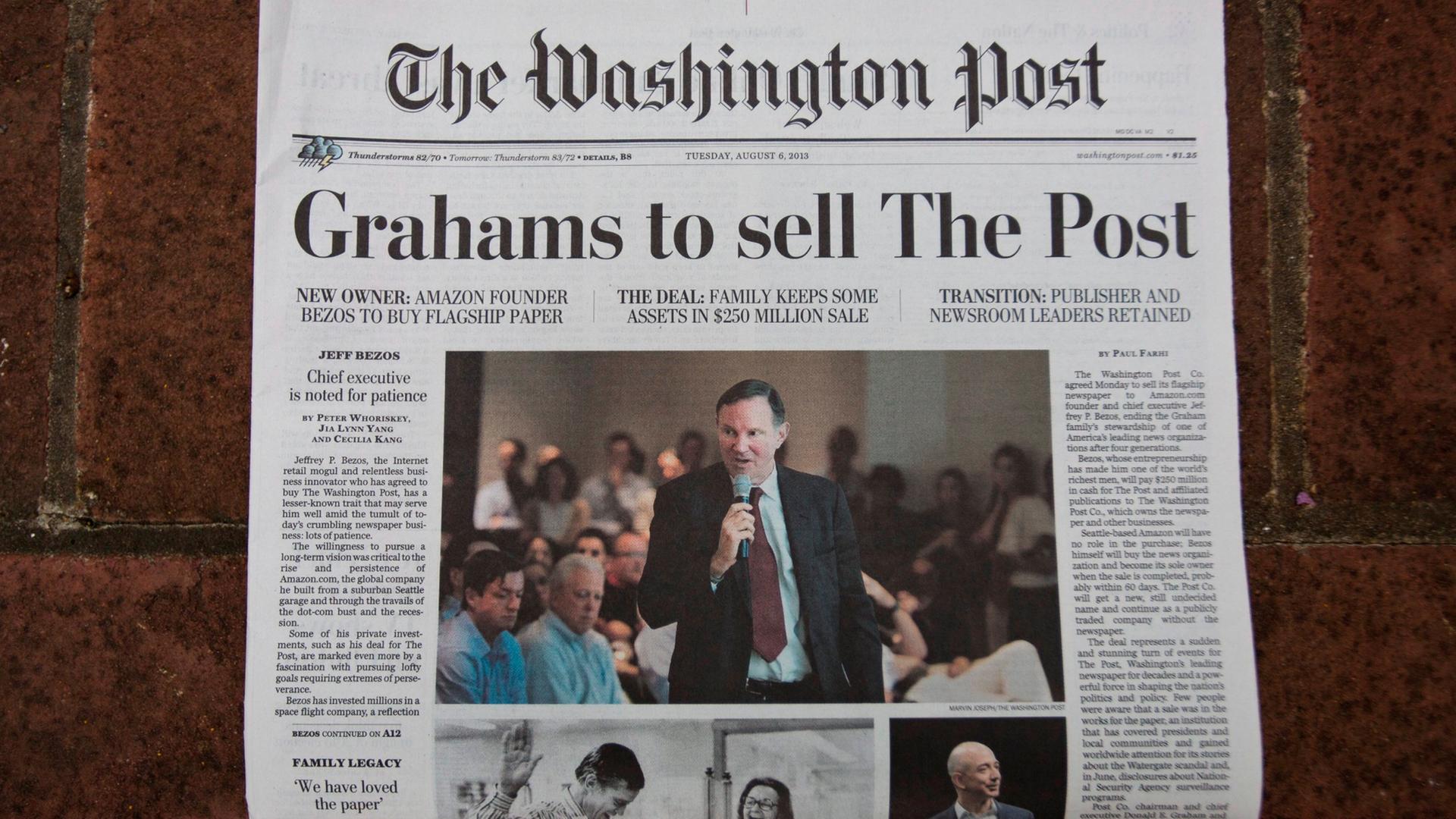 Die Washington Post meldete selbst, dass sie verkauft wird. (Bild: dpa Picture Alliance / Jim Lo Scalzo)