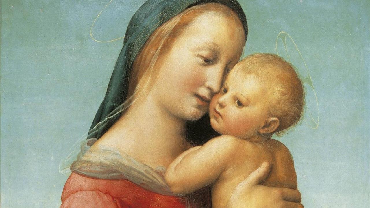 Die Madonna Tempi ist ein Gemälde von Raffael (1483-1520) aus dem Jahr 1508. Alte Pinakothek, Bayerische Staatsgemaldesammlungen.