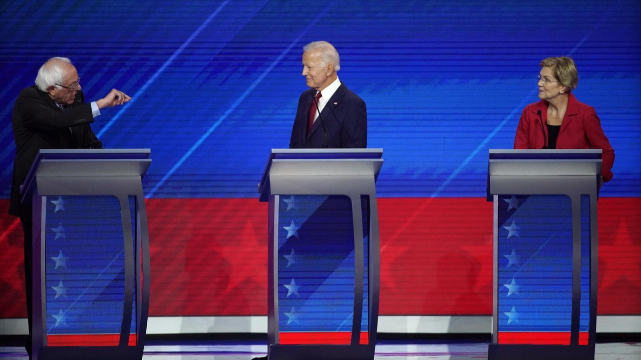 Bernie Sanders (links), Joe Biden und Elizabeth Warren 