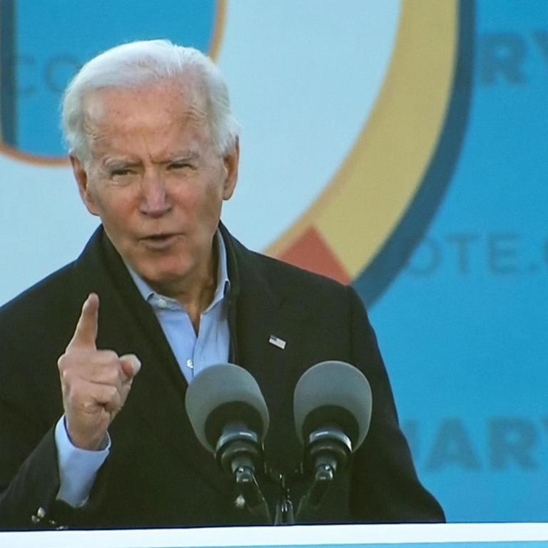 Der designierte US-Präsident Joe Biden im Wahlkampf für die demokratischen Kandidaten für die Senatorenwahl in Georgia, Pfarrer Raphael Warnock und Jon Ossoff  