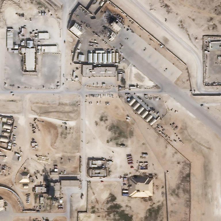 Ein Satellitenbild zeigt den Stützpunkt Ain-al-Assad im Irak am 8. Januar 2020