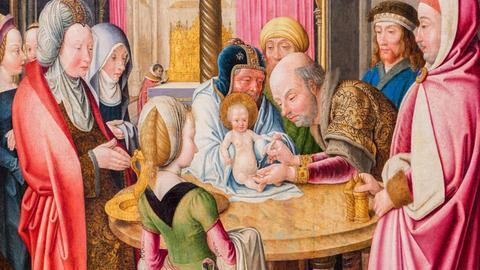 Meister von St. Severin. tätig in Köln um 1485–1515: "Die Beschneidung Jesu" (um 1490), ausgestellt in Paris, Musée du Louvre