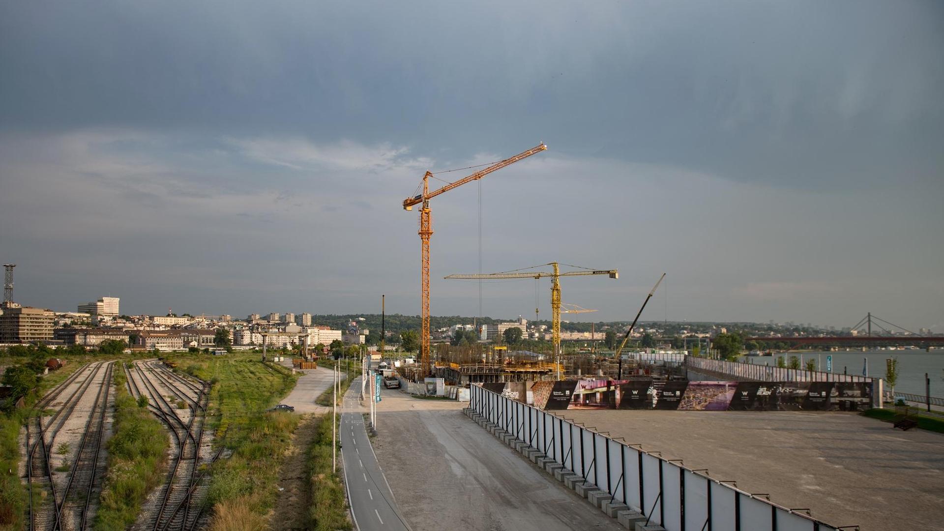 Blick auf die Baustelle der Belgrade Waterfront.