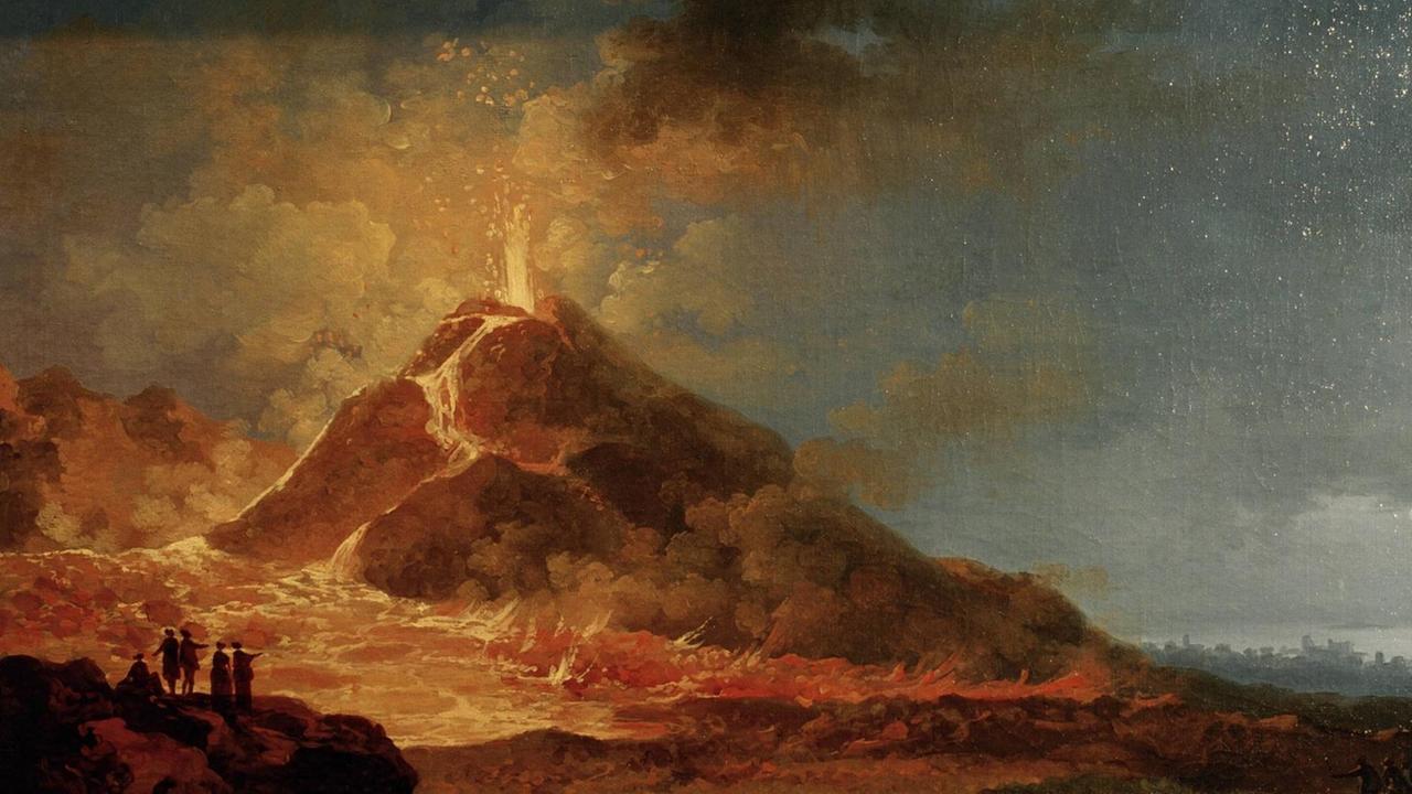 Der Ausbruch des Vesuv am 14. Mai 1771 auf einem Gemälde von Pierre-Jacques Volaire (1729-1792) im Museum Karlsruhe, Staatliche Kunsthalle.